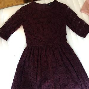 ASOS midi lace dress in burgundy